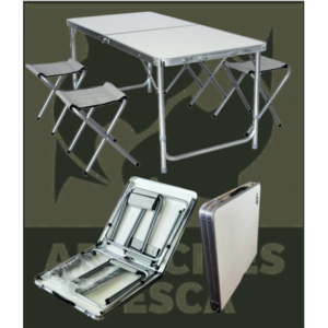 Mesa Valija Aluminio con 4 Bancos
