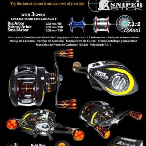 Reel Kumasay Sniper Unico con 3 Carreteles