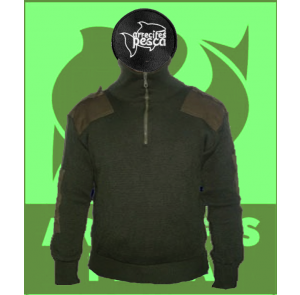 PULLOVER VERDE (TRICOTA) CON CIERRE Y REFUERZOS DOMI