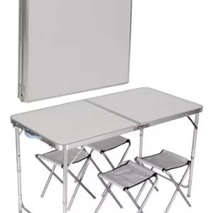 Set Mesa Plegable Aluminio 4 Bancos Camping Valija