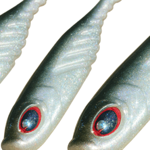 Minnow Salesta 105 mm Soft – Negro/blanco con brillos – Nado super natural