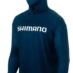 Remera Shimano 3XL Manga Larga Cuello y Capucha Azul Osc UV